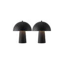 Tafellamp, 18-inch zwarte paddenstoel van kunsthars, set van 2