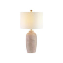 Table Lamp, 27.1-Inch Sandy Pearl Polyresin with Drum Shade