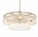 32-Inch Modern Brass 2-Tier Crystal Glass Chandelier