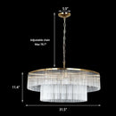 32-Inch Modern Brass 2-Tier Crystal Glass Chandelier