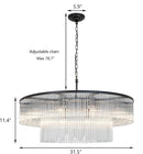 32-Inch Contemporary Black 2-Tier Glass Chandelier