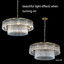 32-Inch Modern Brass 2-Tier Crystal Glass Chandelier