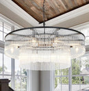 32-Inch Contemporary Black 2-Tier Glass Chandelier