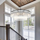 32-Inch Contemporary Black 2-Tier Glass Chandelier