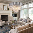 Crystal Chandelier, 27.5-Inch Modern 5-Tier Chrome