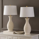 30-Inch Bone Resin Table Lamp, Set of 2