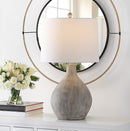 Table Lamp, 26.25-Inch Grey Resin with White Cotton Shade