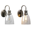 Wall Sconce, 14-Inch Brushed Metal with Clear Glass Shade