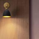 8 Inch Oval Metal Wall Sconce, Antique Brass & Black