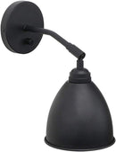7-Inch Black Metal Oval Wall Sconce with Built-in Switch