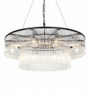 32-Inch Contemporary Black 2-Tier Glass Chandelier