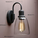 Wandlamp, 14-inch zwarte glazen kap