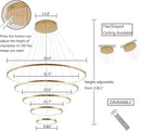 39.3-Inch Modern 5-Ring Gold LED Dimmable Chandelier