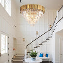 Crystal Chandelier, 27.5-Inch Modern 5-Tier Gold